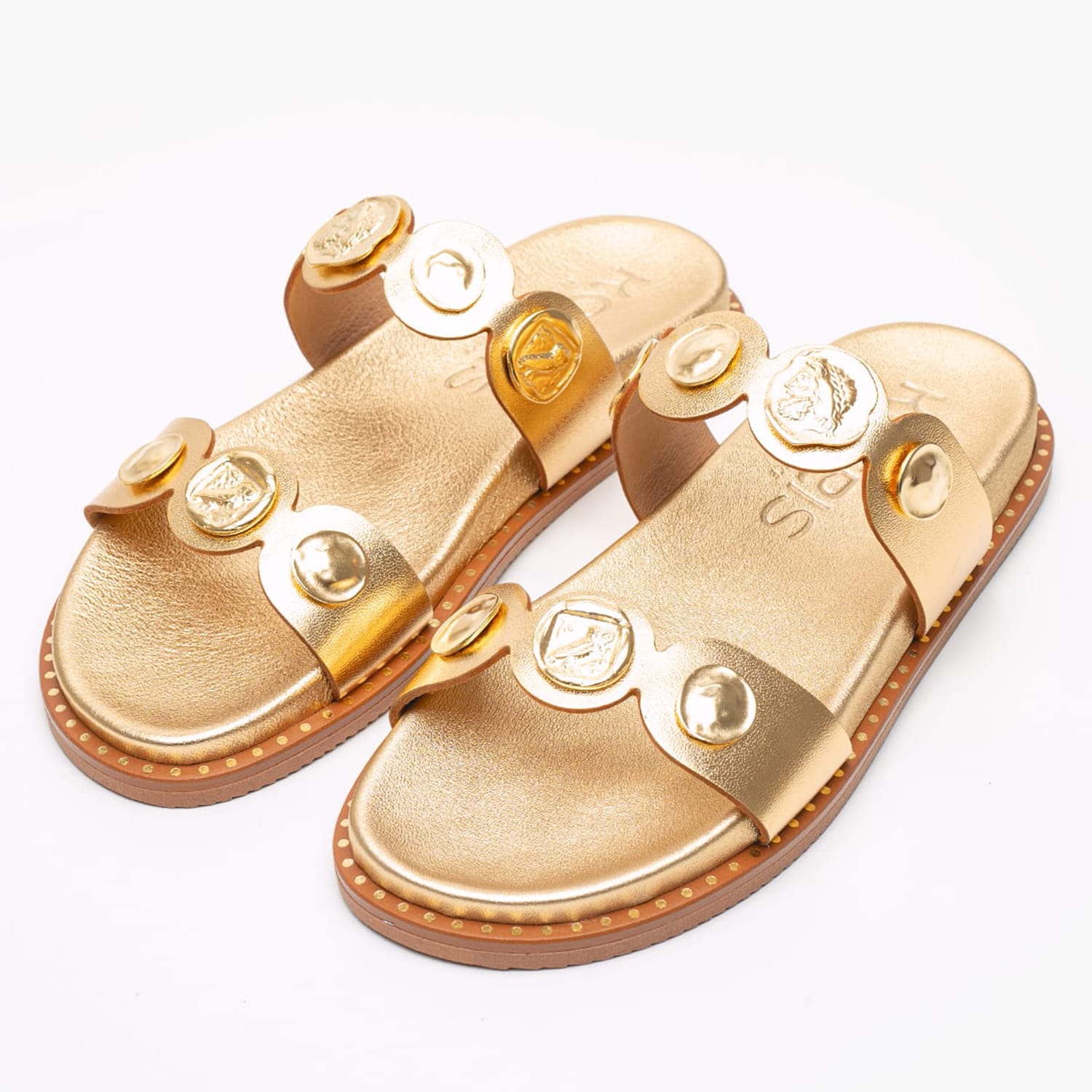 Women Flats 14.857 Gold Leather MAKIS KOTRIS Women Flats 14.857 Gold Leather MAKIS KOTRIS