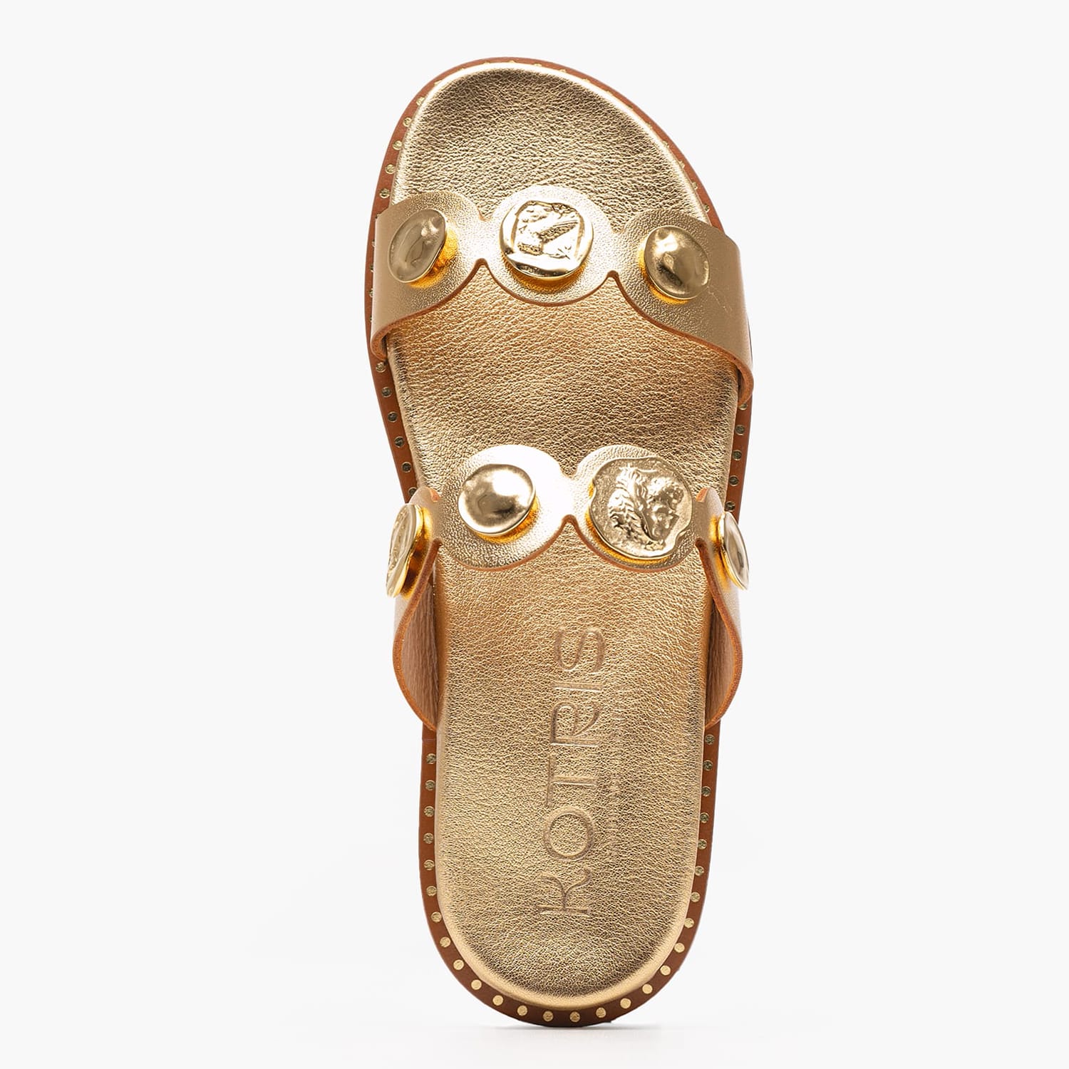 Women Flats 14.857 Gold Leather MAKIS KOTRIS Women Flats 14.857 Gold Leather MAKIS KOTRIS