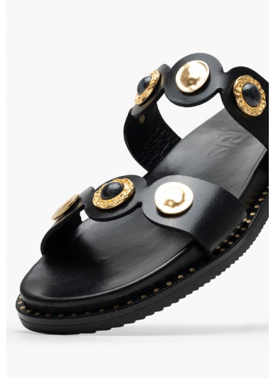 Γυναικεία Flats 14.858 Μαύρο Δέρμα Makis Kotris