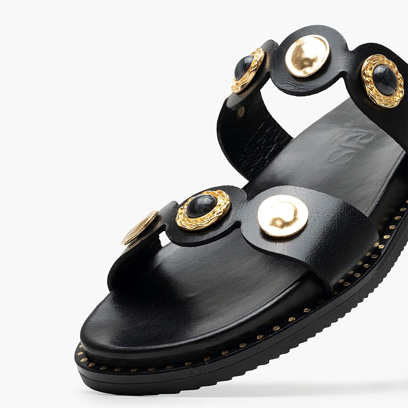 Γυναικεία Flats 14.858 Μαύρο Δέρμα Makis Kotris