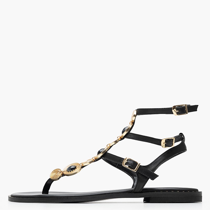 Γυναικεία Flats K.070 Μαύρο Δέρμα Makis Kotris