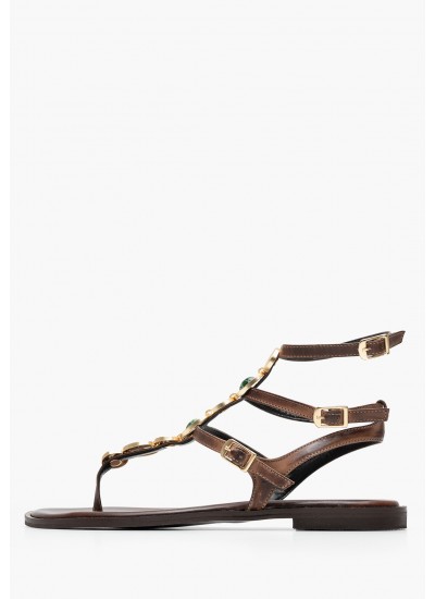Women Flats K.070 Brown Leather MAKIS KOTRIS