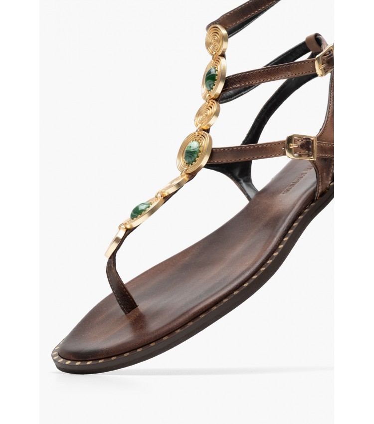 Women Flats K.070 Brown Leather MAKIS KOTRIS Women Flats K.070 Brown Leather MAKIS KOTRIS
