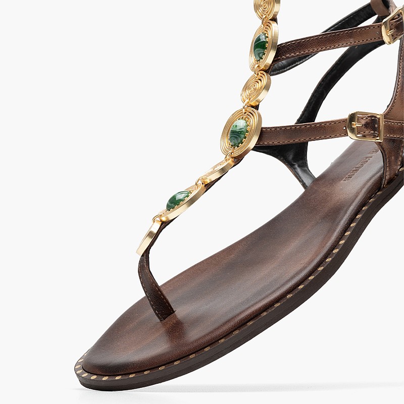 Women Flats K.070 Brown Leather MAKIS KOTRIS