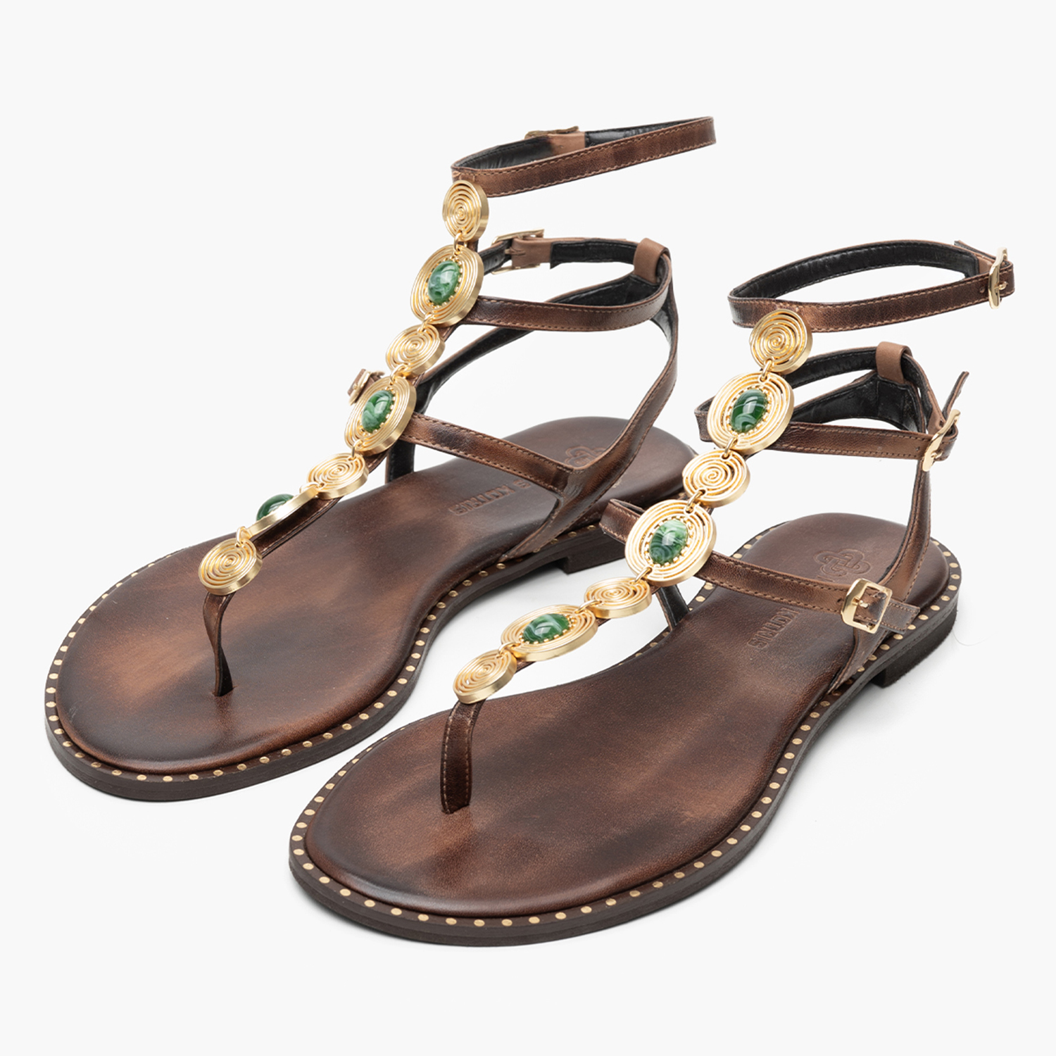 Women Flats K.070 Brown Leather MAKIS KOTRIS Women Flats K.070 Brown Leather MAKIS KOTRIS