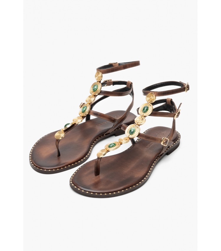 Women Flats K.070 Brown Leather MAKIS KOTRIS Women Flats K.070 Brown Leather MAKIS KOTRIS