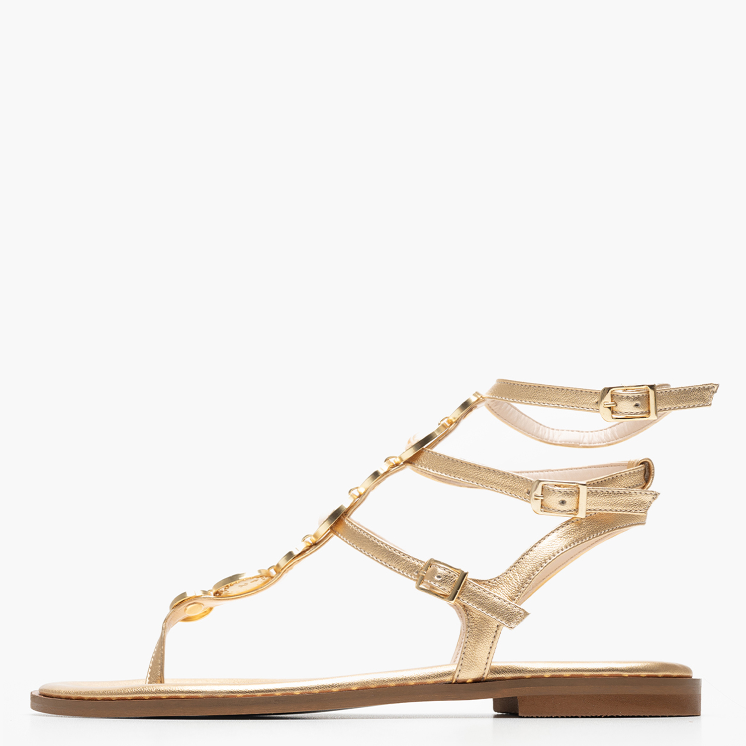 Γυναικεία Flats K.070 Χρυσό Δέρμα Makis Kotris