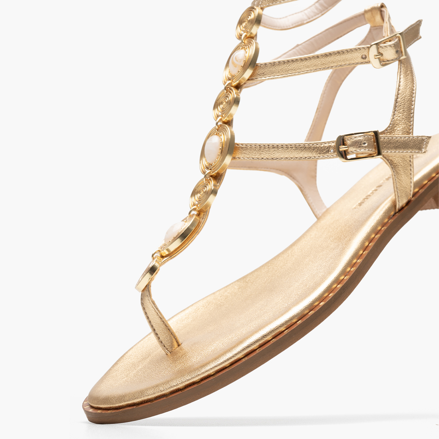 Γυναικεία Flats K.070 Χρυσό Δέρμα Makis Kotris