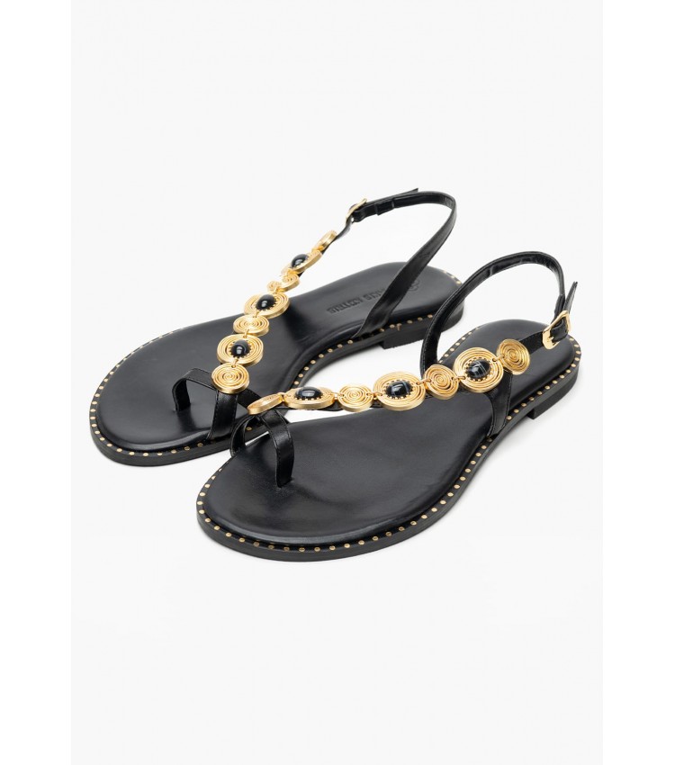 Γυναικεία Flats K.080 Μαύρο Δέρμα Makis Kotris