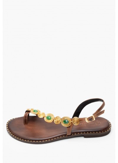 Γυναικεία Flats K.080 Καφέ Δέρμα Makis Kotris
