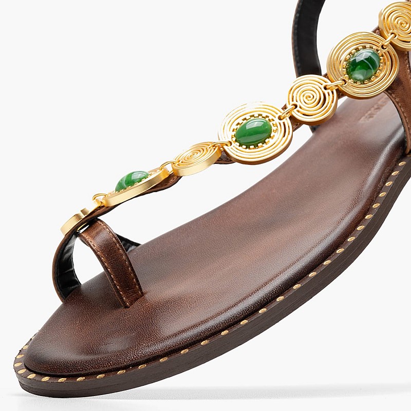 Γυναικεία Flats K.080 Καφέ Δέρμα Makis Kotris