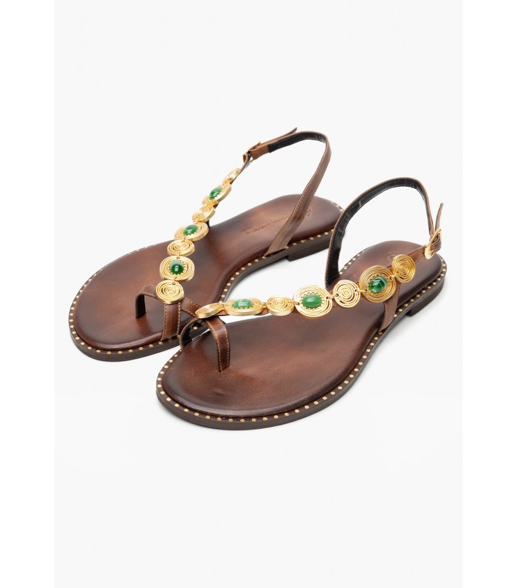 Γυναικεία Flats K.080 Καφέ Δέρμα Makis Kotris
