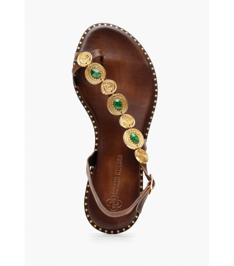Γυναικεία Flats K.080 Καφέ Δέρμα Makis Kotris