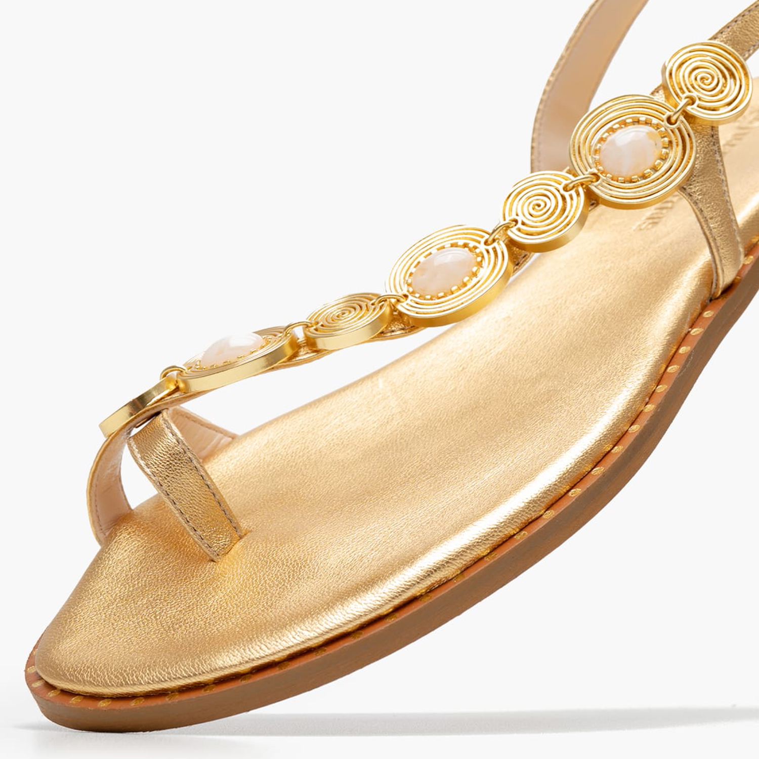 Γυναικεία Flats K.080 Χρυσό Δέρμα Makis Kotris