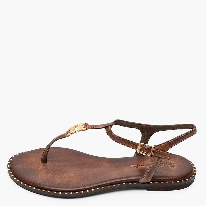 Women Flats K.117 Brown Leather MAKIS KOTRIS