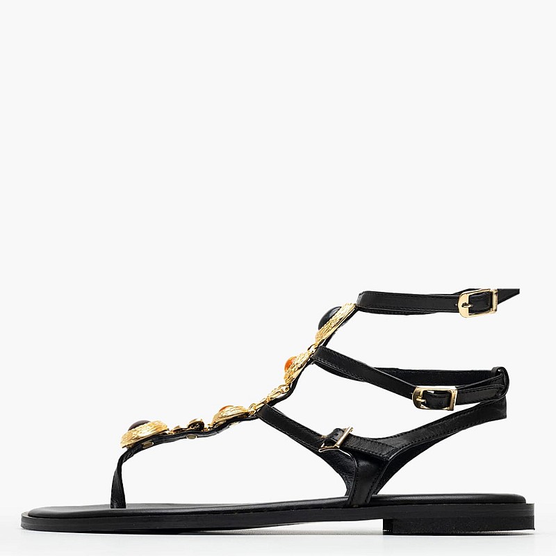 Women Flats K.790 Black Leather MAKIS KOTRIS