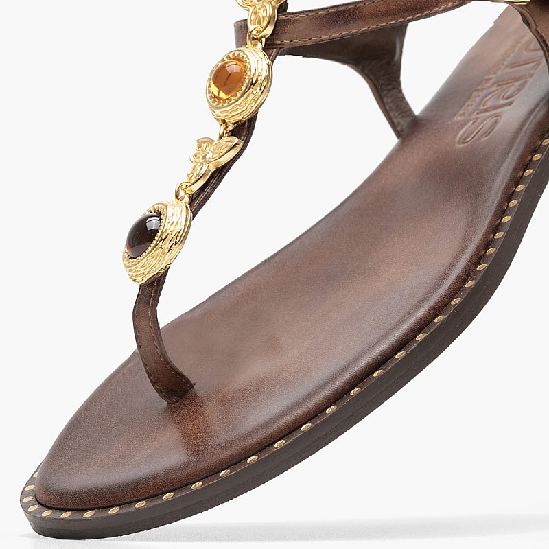 Γυναικεία Flats K.790 Καφέ Δέρμα Makis Kotris