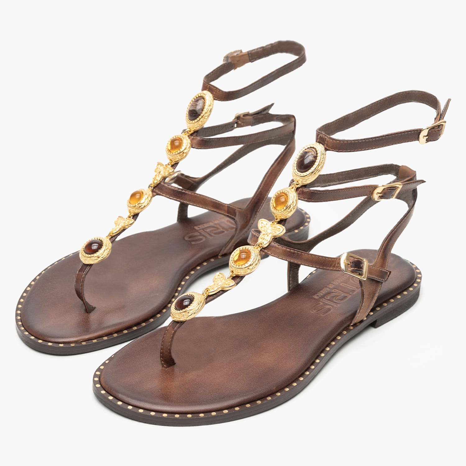 Women Flats K.790 Brown Leather MAKIS KOTRIS Women Flats K.790 Brown Leather MAKIS KOTRIS