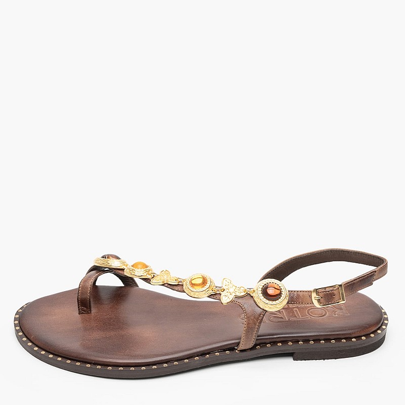 Γυναικεία Flats K.890 Καφέ Δέρμα Makis Kotris