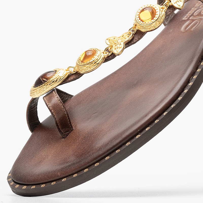 Γυναικεία Flats K.890 Καφέ Δέρμα Makis Kotris