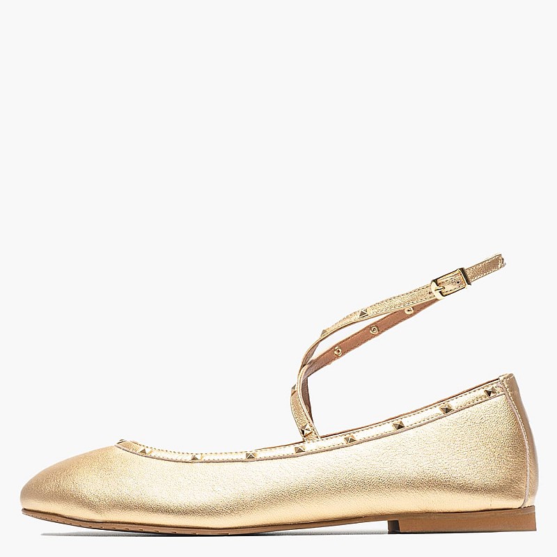 Women Balerinas W19.065 Gold Leather MAKIS KOTRIS