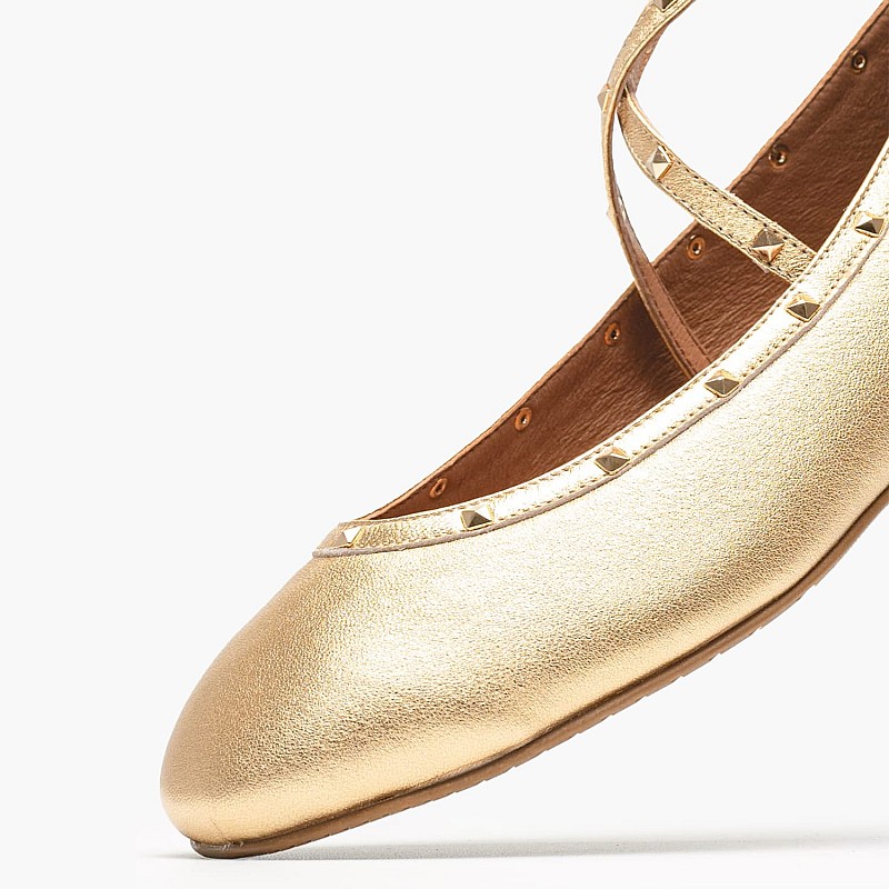 Women Balerinas W19.065 Gold Leather MAKIS KOTRIS