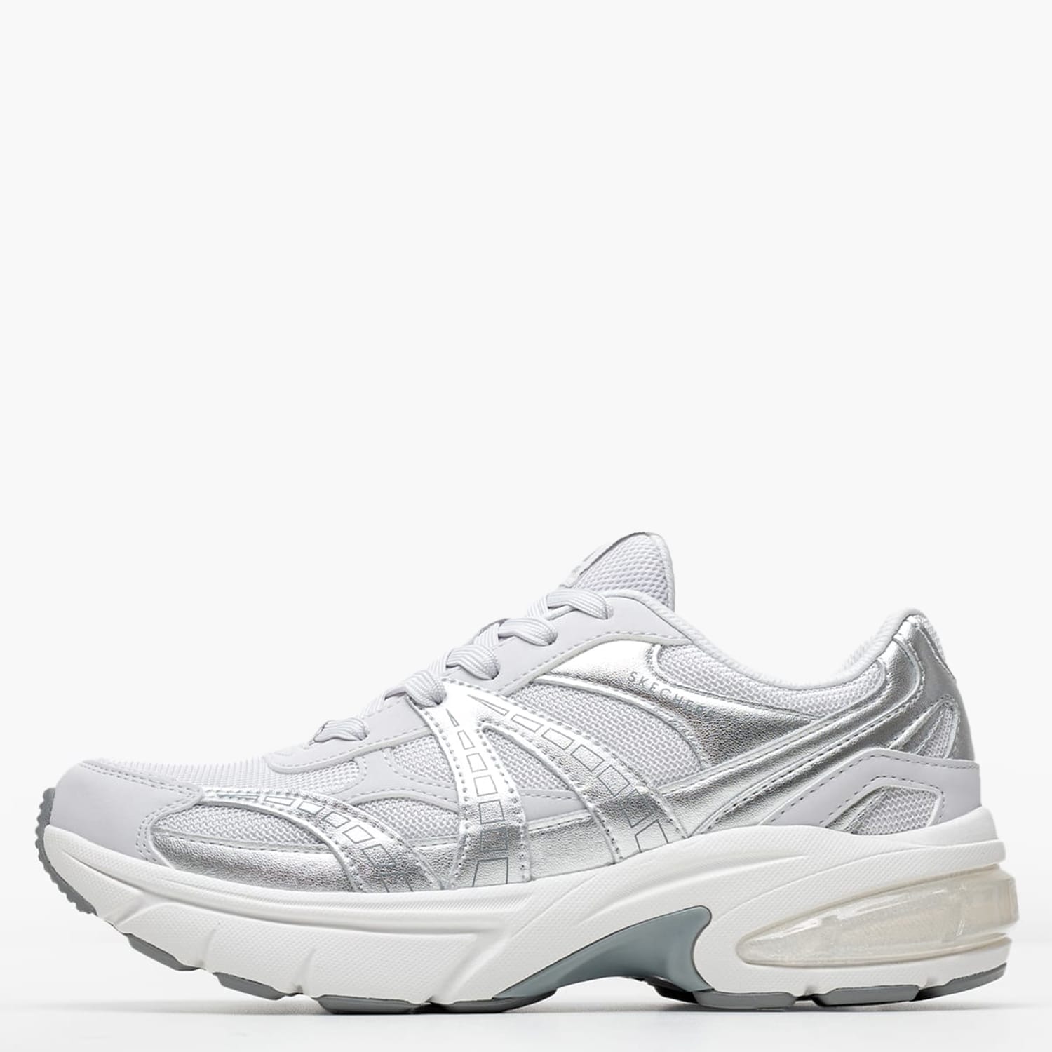 Γυναικεία Παπούτσια Casual 177357 Ασημί ECOleather-Ύφασμα Skechers