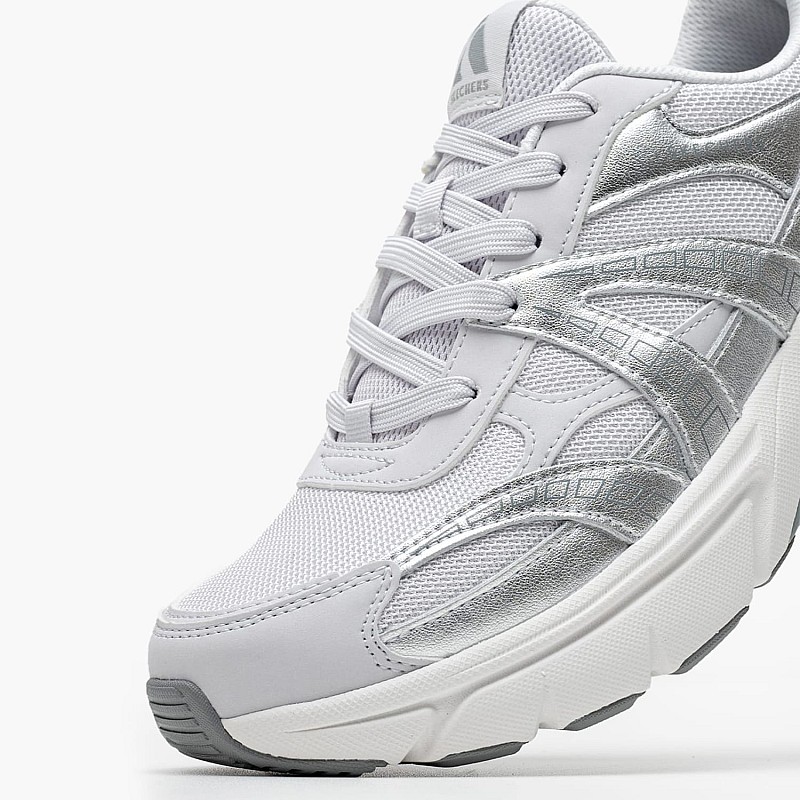 Γυναικεία Παπούτσια Casual 177357 Ασημί ECOleather-Ύφασμα Skechers