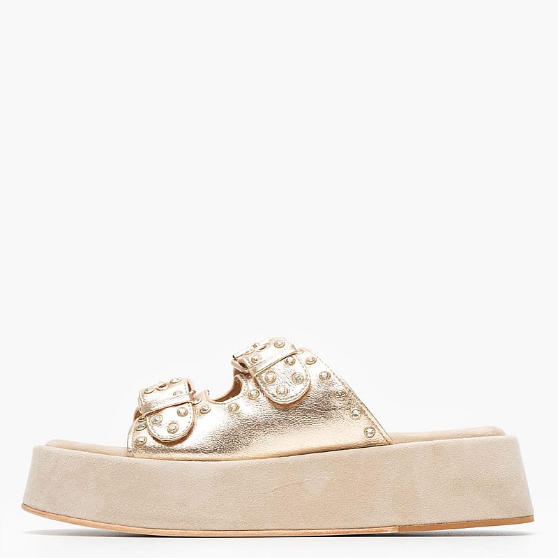 Women Platforms Low J.122 Gold Leather Janet & Janet