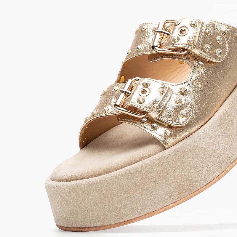 Women Platforms Low J.122 Gold Leather Janet & Janet