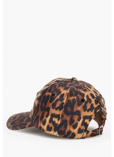 Γυνακεία Καπέλα Baseball.Leo Leopard Ύφασμα Guess