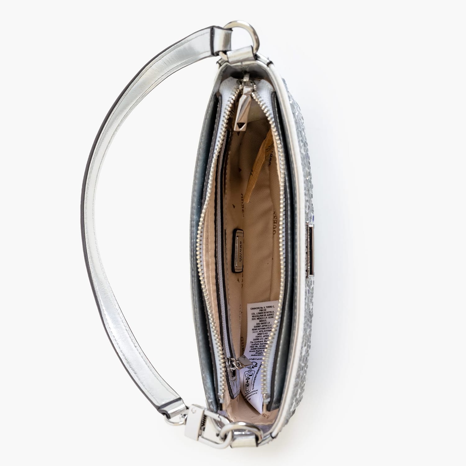 Γυναικείες Τσάντες Beauvoir.Zip Ασημί Strass Guess