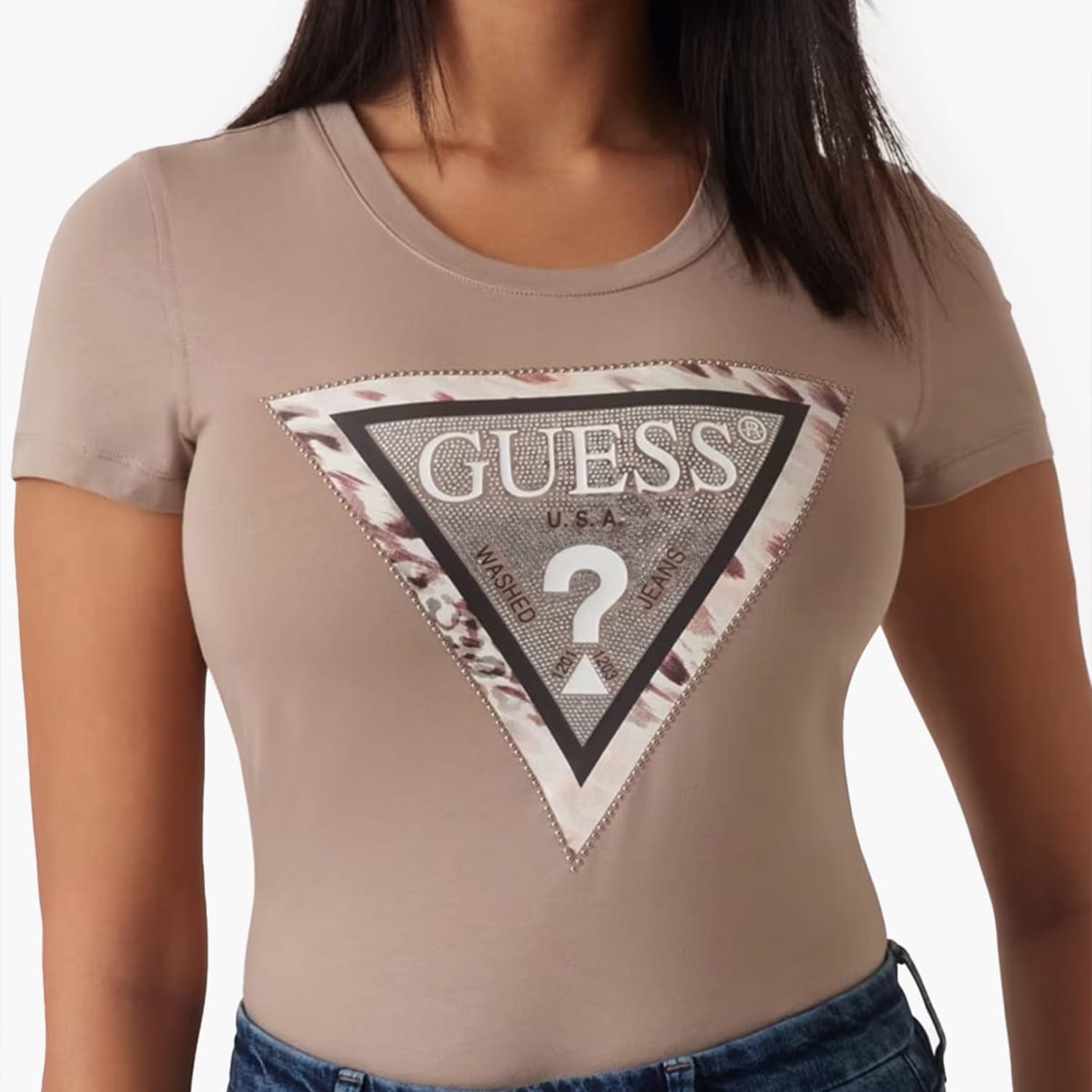 Γυναικείες Μπλούζες - Τοπ Cheeta.Triangle Καφέ Βαμβάκι Guess