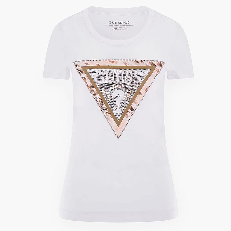Γυναικείες Μπλούζες - Τοπ Cheeta.Triangle Άσπρο Βαμβάκι Guess