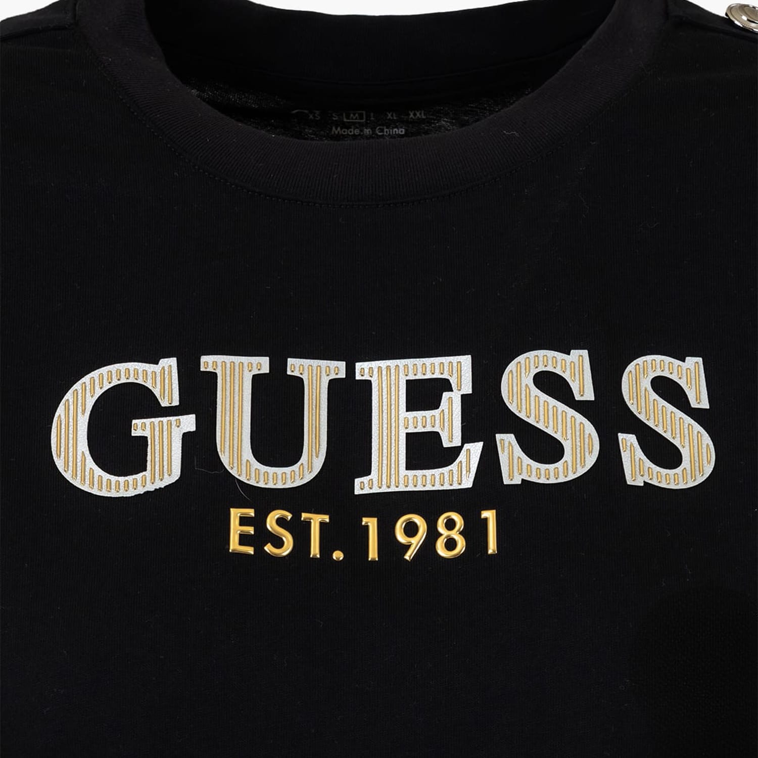 Women T-Shirts - Tops Cropped.Washed Black Cotton Guess Women T-Shirts - Tops Cropped.Washed Black Cotton Guess
