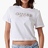 Γυναικείες Μπλούζες - Τοπ Cropped.Washed Άσπρο Βαμβάκι Guess Γυναικείες Μπλούζες - Τοπ Cropped.Washed Άσπρο Βαμβάκι Guess
