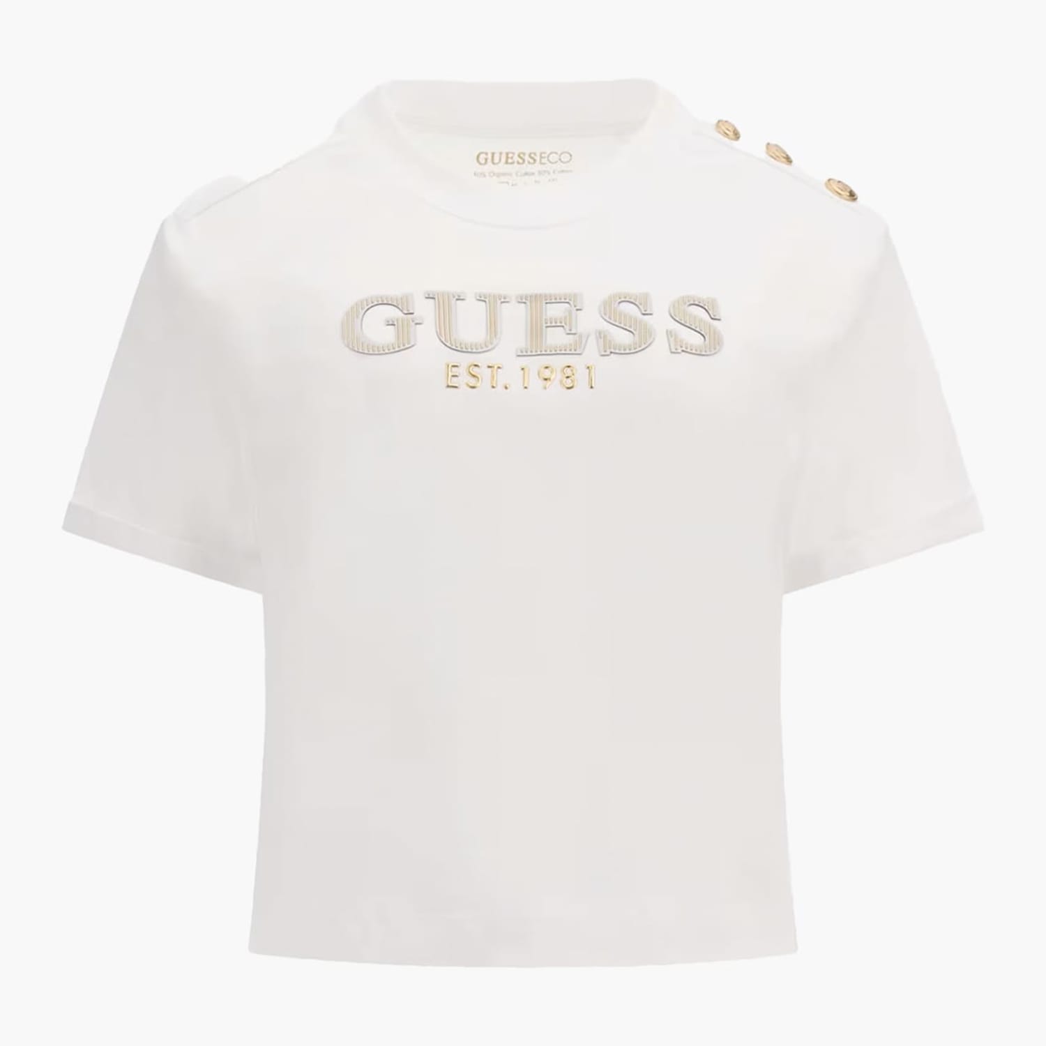 Γυναικείες Μπλούζες - Τοπ Cropped.Washed Άσπρο Βαμβάκι Guess