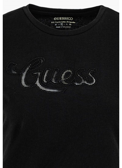 Γυναικείες Μπλούζες - Τοπ Dot.R3 Μαύρο Βαμβάκι Guess