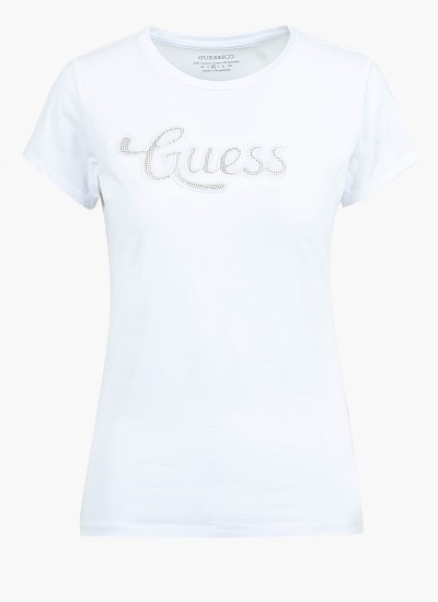 Γυναικείες Μπλούζες - Τοπ Ss.Easytee Μαύρο Βαμβάκι Guess