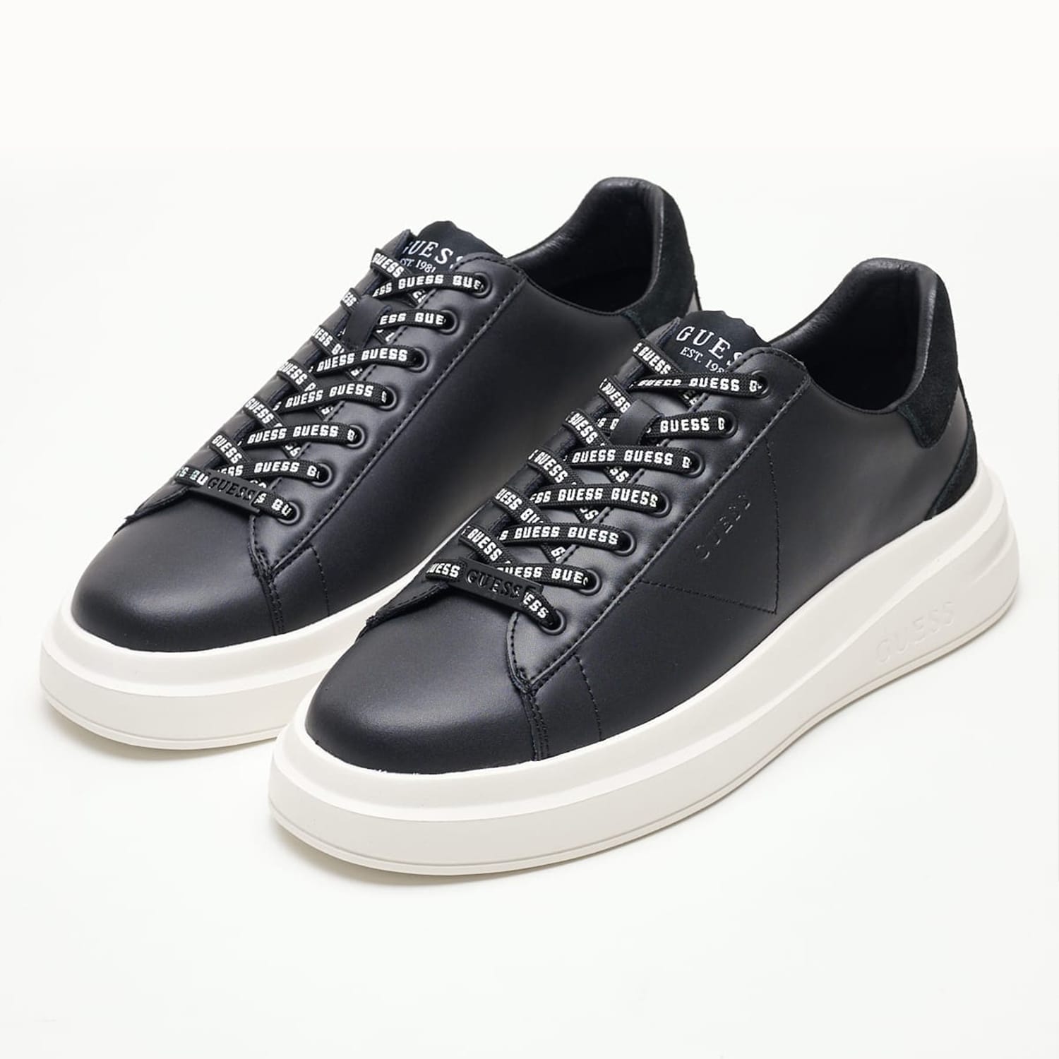 Men Casual Shoes Elba.B.2 Black Leather Guess Men Casual Shoes Elba.B.2 Black Leather Guess