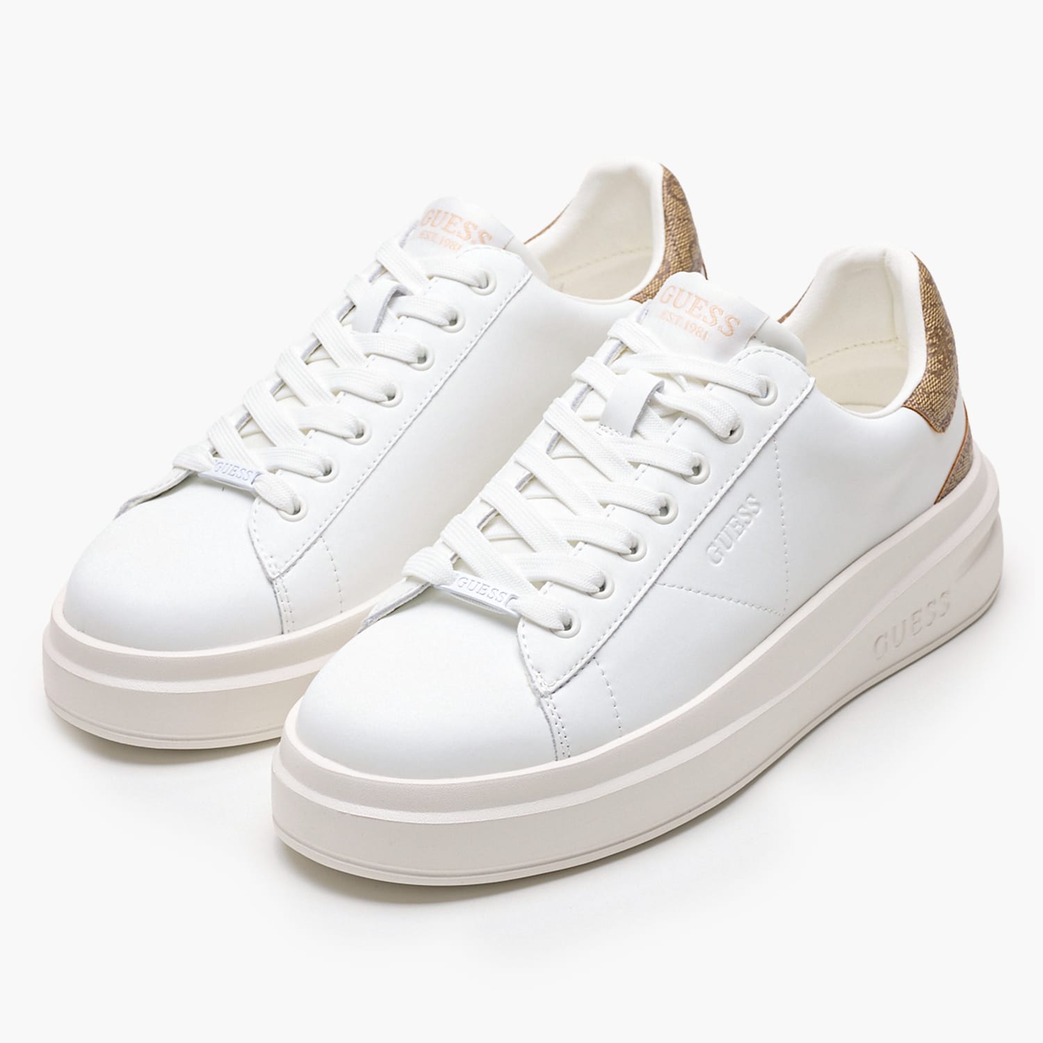 Women Casual Shoes Elbina.24 White Leather Guess Women Casual Shoes Elbina.24 White Leather Guess