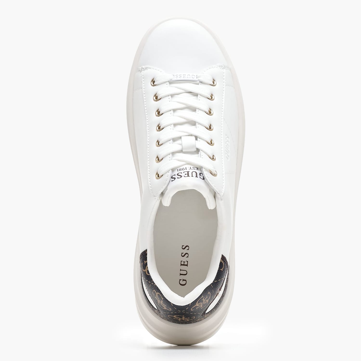 Γυναικεία Παπούτσια Casual Elbina.Brnz Άσπρο Δέρμα Guess Γυναικεία Παπούτσια Casual Elbina.Brnz Άσπρο Δέρμα Guess