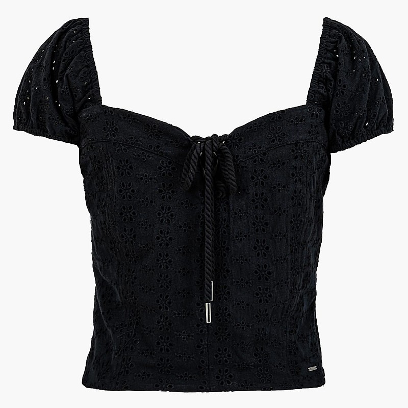 Women T-Shirts - Tops Eliane.Puffed Black Cotton Guess