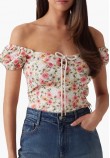 Γυναικείες Μπλούζες - Τοπ Eliane.Puffed Multi Βαμβάκι Guess