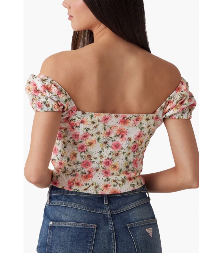 Γυναικείες Μπλούζες - Τοπ Eliane.Puffed Multi Βαμβάκι Guess Γυναικείες Μπλούζες - Τοπ Eliane.Puffed Multi Βαμβάκι Guess