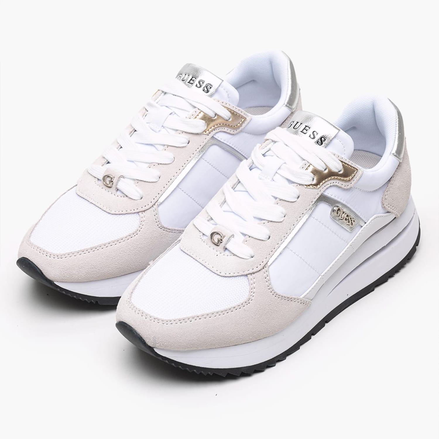 Women Casual Shoes Energy White Leather-Fabric Guess Women Casual Shoes Energy White Leather-Fabric Guess
