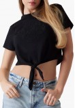 Γυναικείες Μπλούζες - Τοπ Eyelet.Tone Μαύρο Βαμβάκι Guess