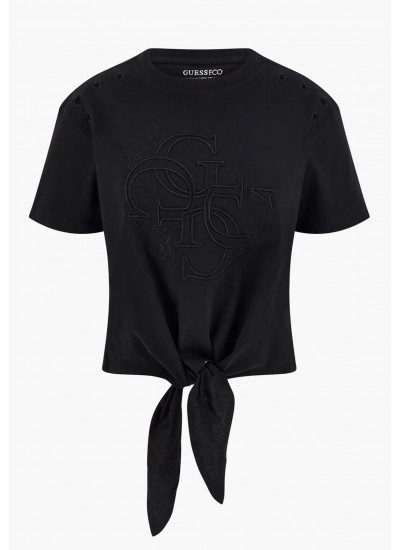Γυναικείες Μπλούζες - Τοπ Eyelet.Tone Μαύρο Βαμβάκι Guess
