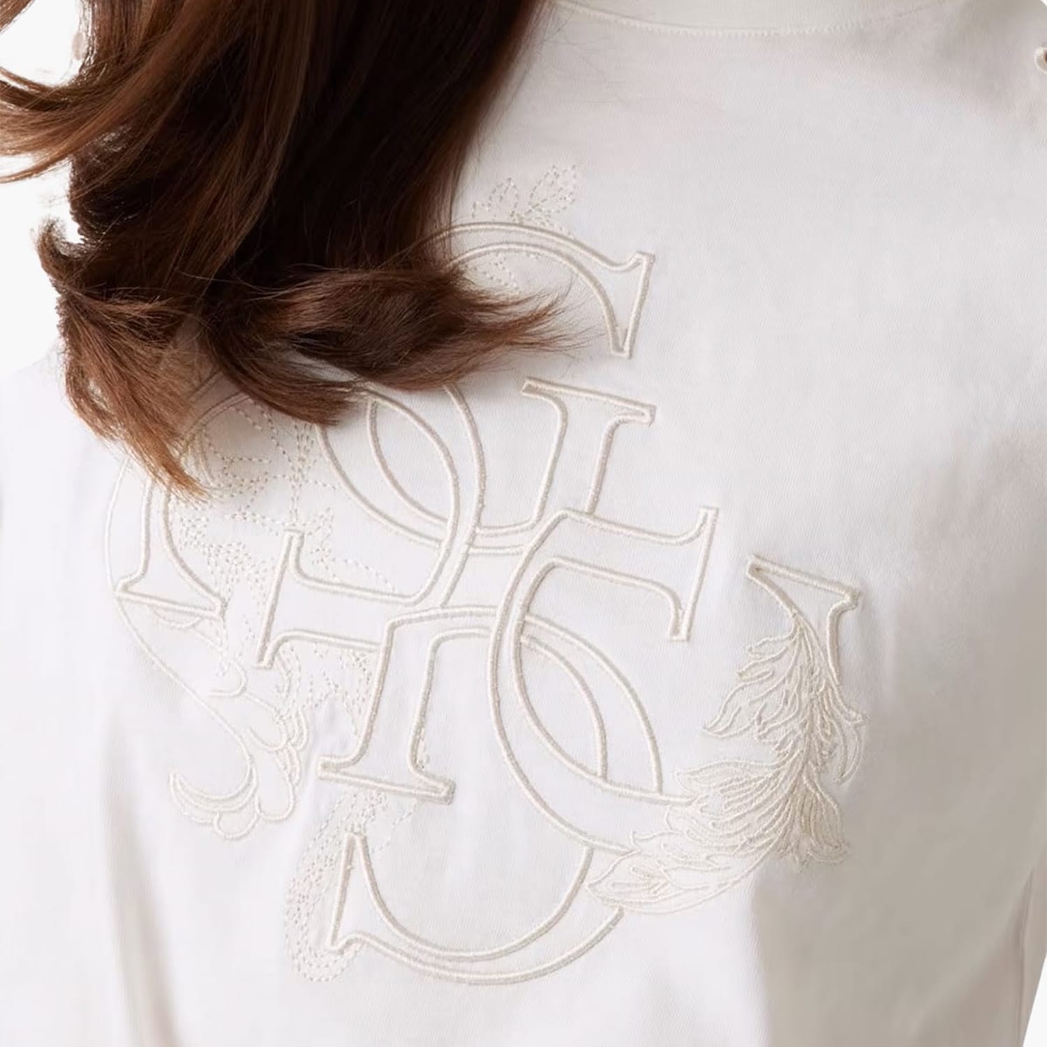 Γυναικείες Μπλούζες - Τοπ Eyelet.Tone Μπεζ Βαμβάκι Guess Γυναικείες Μπλούζες - Τοπ Eyelet.Tone Μπεζ Βαμβάκι Guess