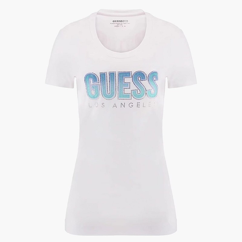 Γυναικείες Μπλούζες - Τοπ Glitter.Degrade Άσπρο Βαμβάκι Guess